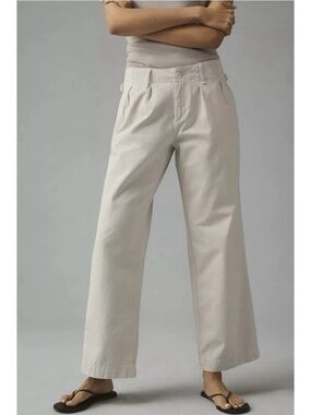 NWT Anthropologie Maeve Pleated Wide Leg Chino Trouser Pants
